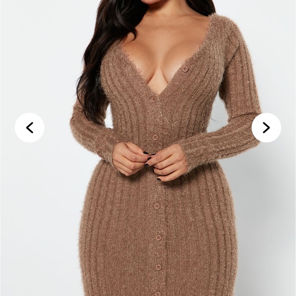 Elegant Brown Knit Maxi Dress - Picture 3 of 6